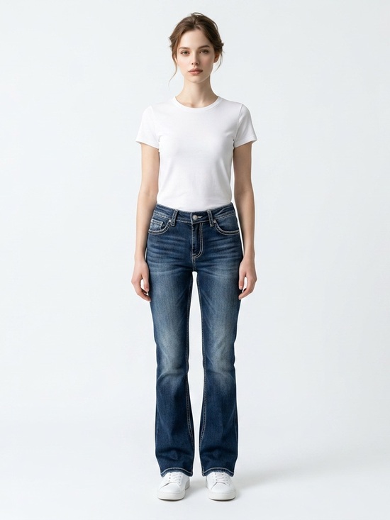 Silver Jeans Denim - Women’s Silver Elyse Slim Dark Blue Bootcut Jeans